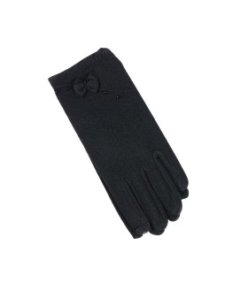 دستکش نخی زنانه مشکی خارجی پاپیون دار شیک و سبک 3303