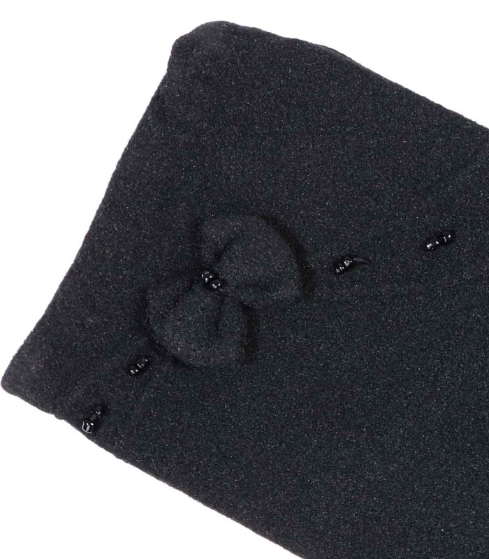 دستکش نخی زنانه مشکی خارجی پاپیون دار شیک و سبک 3303