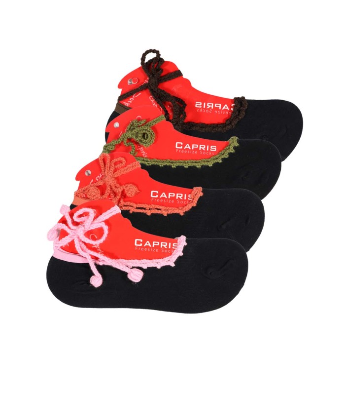 جوراب پاپوش نخی زنانه بند دار کاپریس 4102