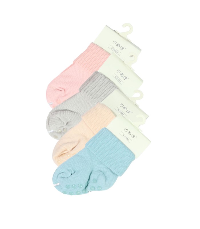 جوراب بچه گانه نوزادی استپ دار لب برگرد وارداتی 4110