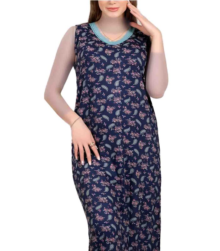 پیراهن آستین حلقه ای زنانه EVLI  طرح بته جقه و گل یقه گیپور 2207