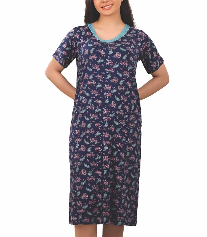 پیراهن زنانه EVLI طرح گل و بوته جقه یقه گیپور 1307