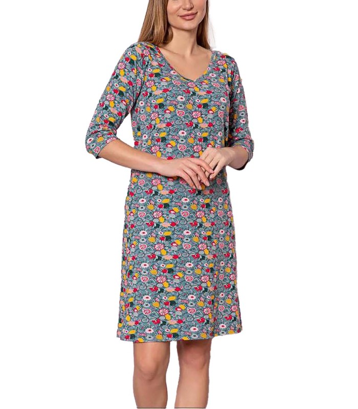 پیراهن زنانه SIDARIS آستین سه ربع باغ میوه سبز مودال 8020