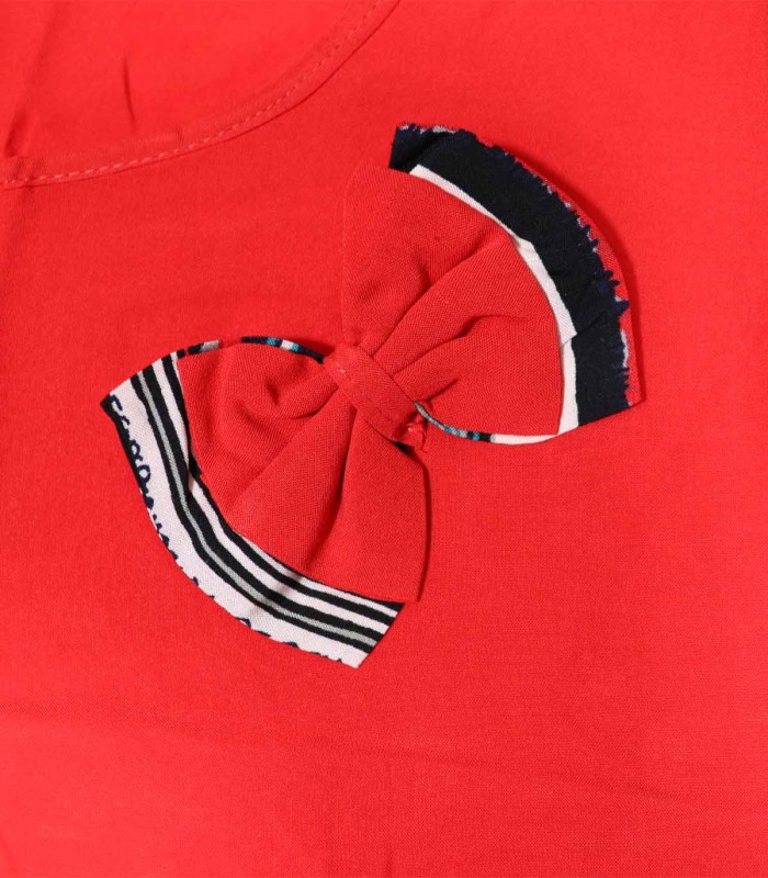 پیراهن زنانه آستین حلقه ای  Missdo پاپیون دار قرمز 2005