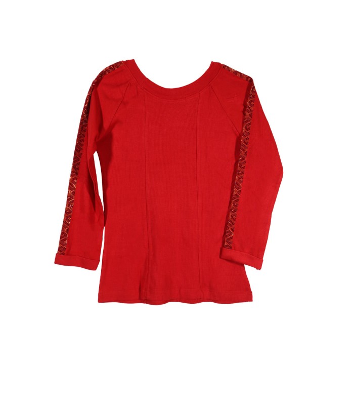 بلوز زنانه کبریتی آستین سه ربع نگین دار ثمر 201069