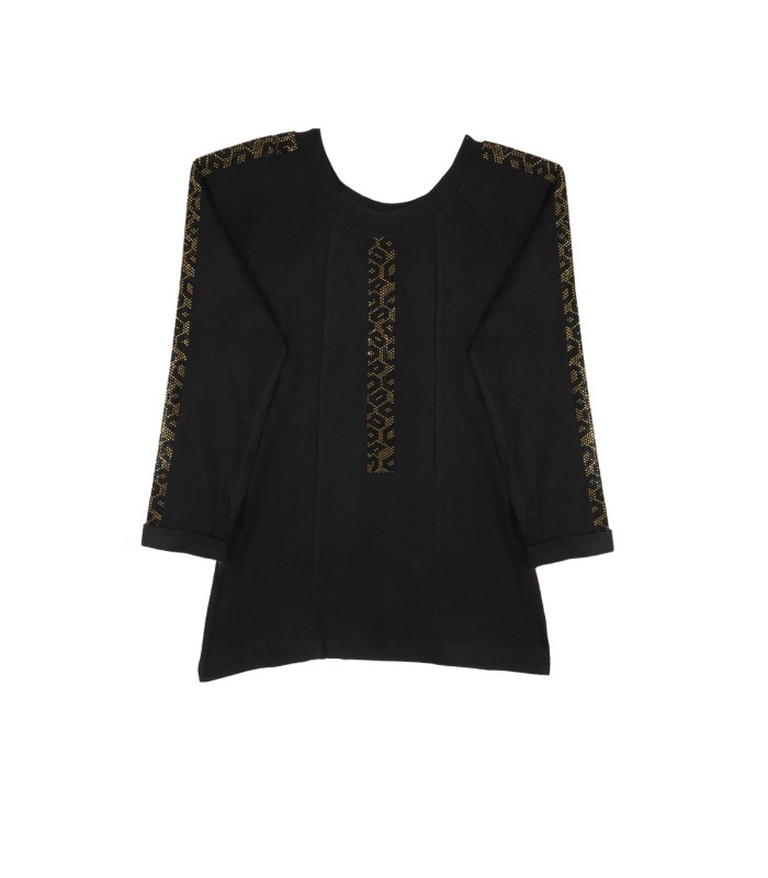 بلوز زنانه کبریتی آستین سه ربع نگین دار ثمر 201069