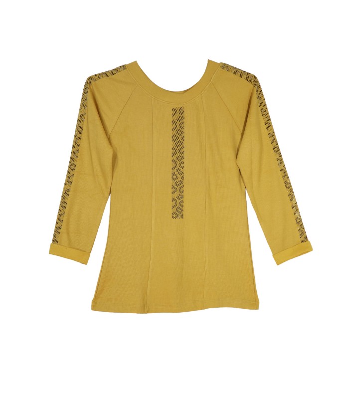 بلوز زنانه کبریتی آستین سه ربع نگین دار ثمر 201069