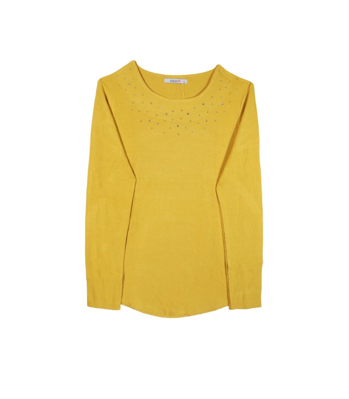 بلوز زنانه کبریتی آستین بلند نگین دار ثمر 201059