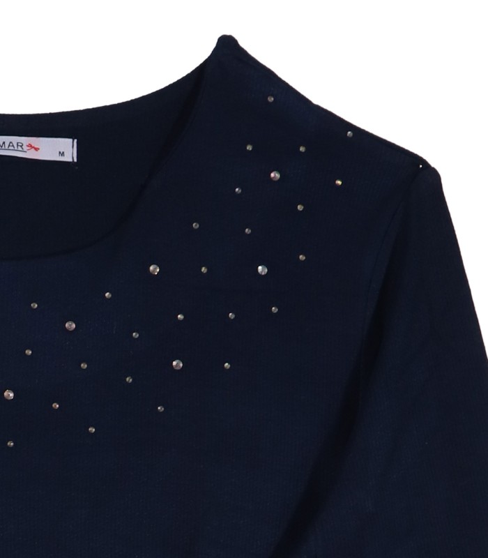 بلوز زنانه کبریتی آستین بلند نگین دار ثمر 201059