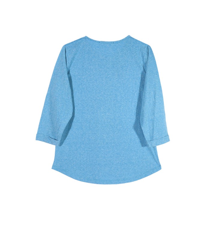 بلوز آستین سه ربع ملانژ ثمر دکمه دار 201055