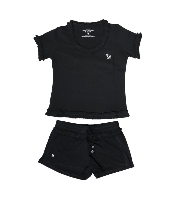 ست تاپ کراپ شورتک ورزشی نخی با طرح ابرکرومبی 1501