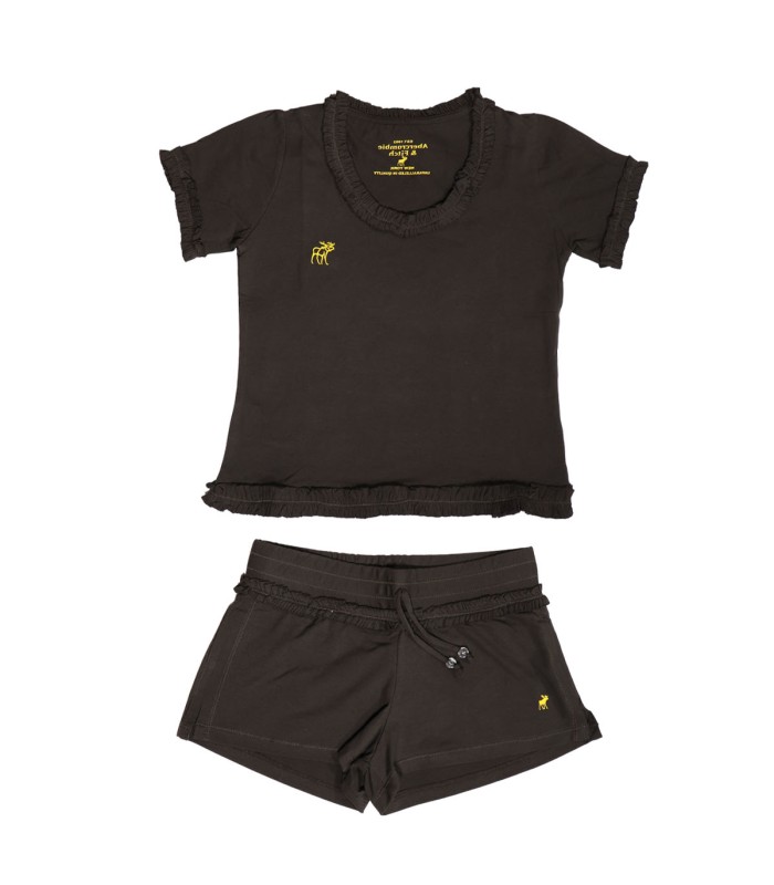 ست تاپ کراپ شورتک ورزشی نخی با طرح ابرکرومبی 1501