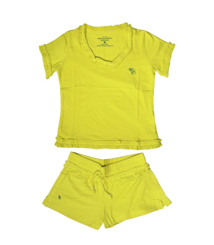 ست تاپ کراپ شورتک ورزشی نخی با طرح ابرکرومبی 1501