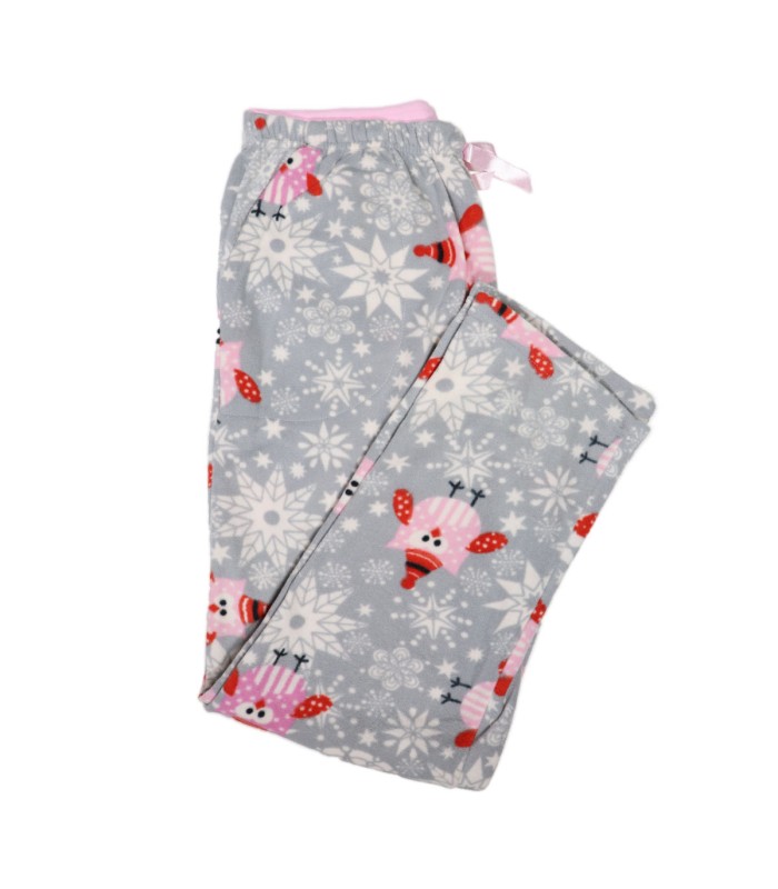 شلوار راحتی زنانه عروسکی ژاکارد پشمی پوشل طرح جغد برفی 2601